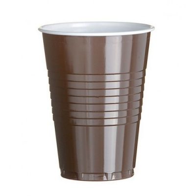 Plastic Koffiebekers Bruin 100st - Afbeelding 1