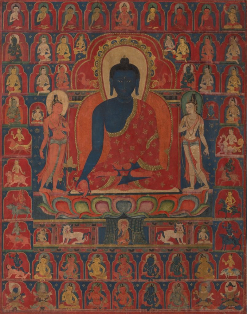 The Medicine Buddha Bhaishajyaguru With His Mandala Retinue