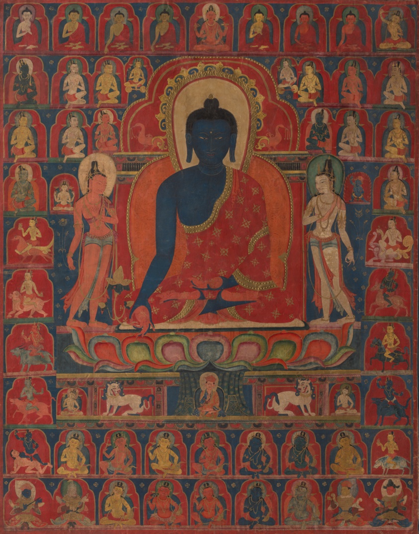 The Medicine Buddha Bhaishajyaguru With His Mandala Retinue