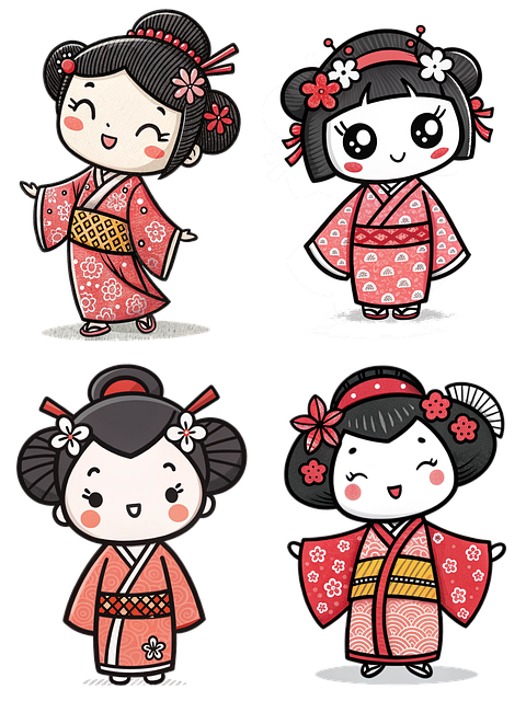 Ai Generated Geisha Cartoon Style Japanese Culture — Fashion & Apparel & Transparent PNG | RESIMLAND