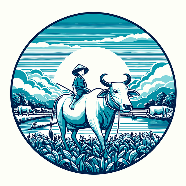 Boy Buffalo Cow Sky — Agriculture & Farming & Agriculture Photography | RESIMLAND