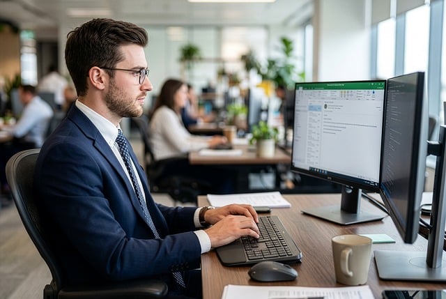 Man Office Computer Work — Business | RESIMLAND