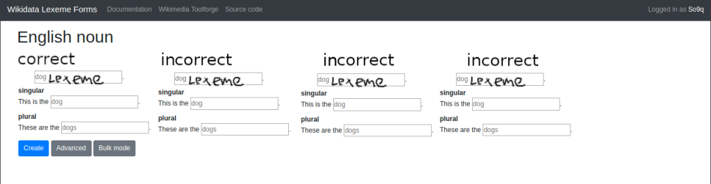 Misspelling Lexeme Forms Design Mockup