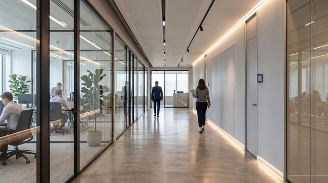 Office Corridor Modern Glass Doors — Business | RESIMLAND